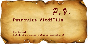 Petrovits Vitális névjegykártya
